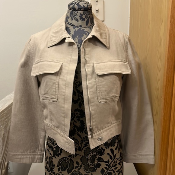 CHANEL | Jackets & Coats | Vintage Chanel Tan Crop Jacket Size Small ...